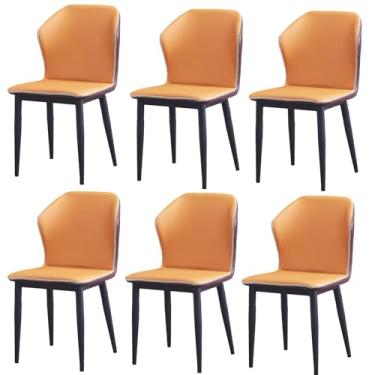 Imagem de Conjunto de 4 cadeiras de jantar de couro modernas, cadeiras ergonômicas de recepção para balcão de cozinha, espreguiçadeiras estofadas para sala de estar, cadeiras de quarto relaxantes - Móveis