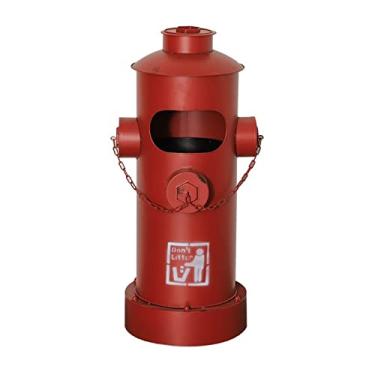 Imagem de CFGH6FDF Lixeira para área externa estilo industrial hidrante de incêndio, lata de lixo criativa retrô grande capacidade lixeira de ferro forjado para ambientes internos e externos (vermelho)