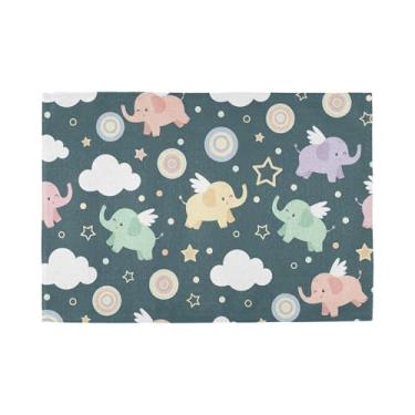 Imagem de Burbuja Jogo americano de elefante, conjunto de 6 tapetes de mesa laváveis antiderrapantes, resistentes ao calor, para cozinha, mesa de jantar, ambientes internos e externos