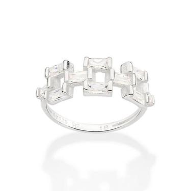 Imagem de Anel Rommanel Zircônias Baguete Prata 925 810265, 24, Dourado