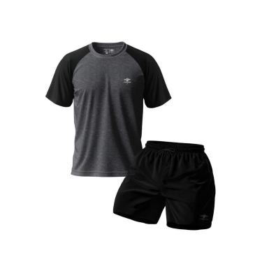 Imagem de Conjunto Camiseta Dry Masculina Raglan E Short Mauricinho Academia Verão Praia Básico-Masculino