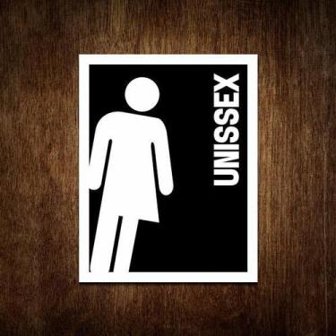 Imagem de Placa Banheiro Sinalização Masculino Feminino Unissex Italic - Sinaliz