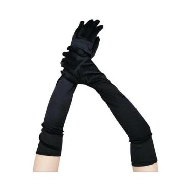 Imagem de Luvas Longas De Cetim Pretas, Brancas E Vermelhas Para Adultos, Estilo