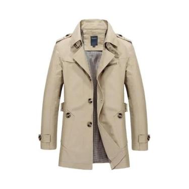 Imagem de Casaco Trench Casual Para Homens plus Size, Marca De Moda, Com Botão Ú