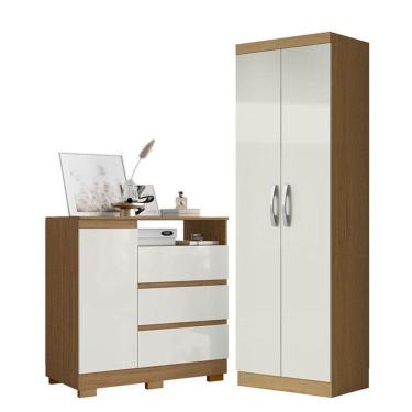 Imagem de Cômoda Sapateira 2014143 E Armário Multiuso New 2000192 Atacama Off White - Aramóveis