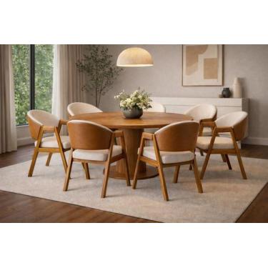 Imagem de Kit 6 Cadeiras Sala de Jantar Premium com Braço Madeira Maciça Movellu