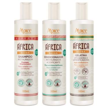 Imagem de Kit África Baobá Shampoo + Condicionador + Gelatina Restaurador Vegano
