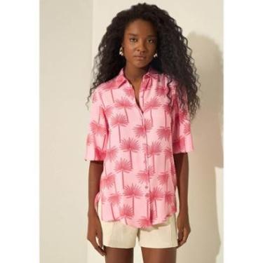 Imagem de Camisa Com Mangas Curtas Em Viscose Estampada-Feminino