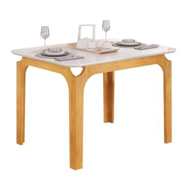 Imagem de Mesa Sala De Jantar 1,20m Tampo Em Vidro Cedro-off White