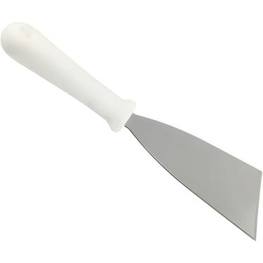 Imagem de Espátula Reta Profissional 5989 em AÇO INOX com Base em Plástico Branco para Confeitari...