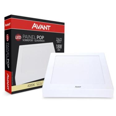 Imagem de Painel Plafon Led Neutro 18w Sobrepor Quadrado 22cm Avant