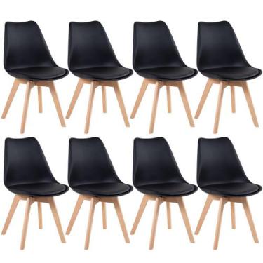 Imagem de Kit 8 Cadeiras Laráz Leda com Assento Estofado - Preto - Laraz
