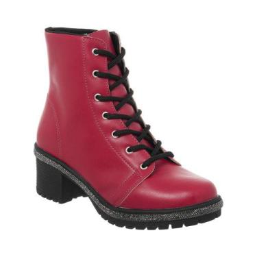 Imagem de Bota Coturno Tratorado Feminino Strass Cano Curto Blogueira - Stessy S
