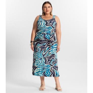Imagem de Vestido Midi Plus Size Estampado com Alças Duplas em Malha Viscose Rov