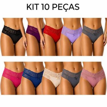 Imagem de Kit 10 Calcinhas Em Renda Tanga Lingerie Atacado Revenda Luxo - QUALIB