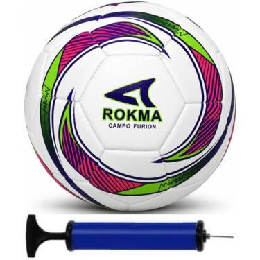 Imagem de Bola Campo Rokma Furion Oficial Jogo + Bomba de Ar, Rosa, Verde