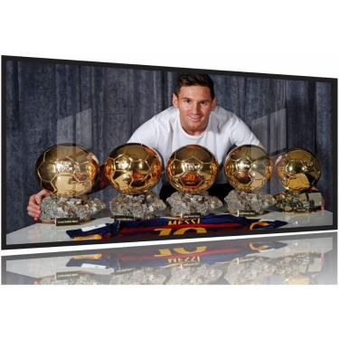 Imagem de Quadro Decorativo Lionel Messi 3 peças 130x60 Moldura Preta 2x2