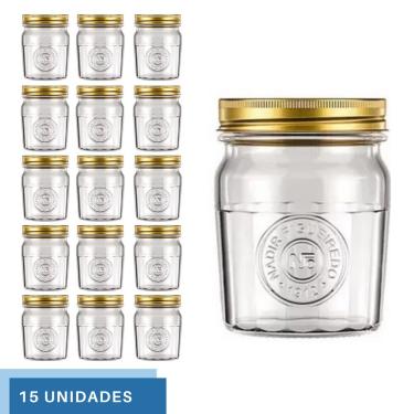 Imagem de 15 Pote Americano Mantimento Café Vidro Vintage 500ml Nadir