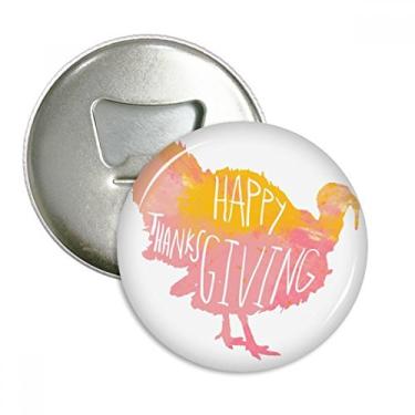 Imagem de Dia de Ação de Graças Peru Padrão Abridor de Garrafas Imã de Geladeira Emblema Multifuncional