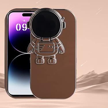 Imagem de Capa flip astronauts para iphone 14 13 12 suporte invisível capa de celular com brilho gradiente capa macia, T5, para iPhone 14 Plus