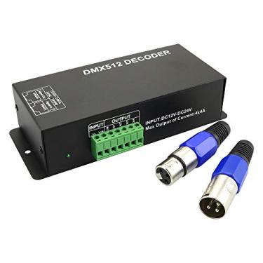 Imagem de AZIMOM Controlador decodificador LED 4 canais DMX com visor digital DC5V-24V 4X4A DMX512 controlador de LED para fita RGB decodificador de luz