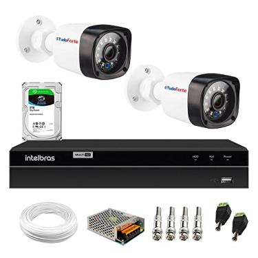 Imagem de Kit 2 Câmeras Full HD 1080p 2MP Bullet 20 Metros Infravermelho Tudo Forte + DVR Gravador de Video Inteligente Intelbras MHDX 1204 4 Canais + HD 2TB
