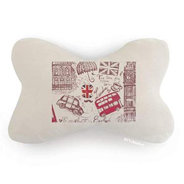 Imagem de DIYthinker Big Ben Bus Bus Bandeira da Inglaterra Esboço Ilustração Carro Decoração Pescoço Almofada Almofada Almofada Almofada
