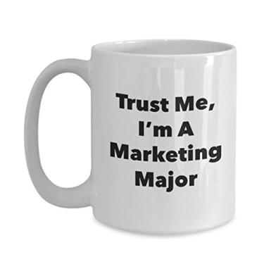 Imagem de Caneca Trust Me, I'm A Marketing Major - Caneca de café divertida - Lindas ideias de presentes de formatura para amigos e colegas de classe (425 g)