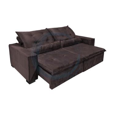 Imagem de Sofá titan pillow top 04 lugares 2,30 mts cama retrátil & reclinável bipartido - marrom-tabaco
