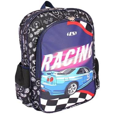 Imagem de Mochila Masculina Infantil LS Carros Racing Preta Grande Com 4 Divisões - MO4237