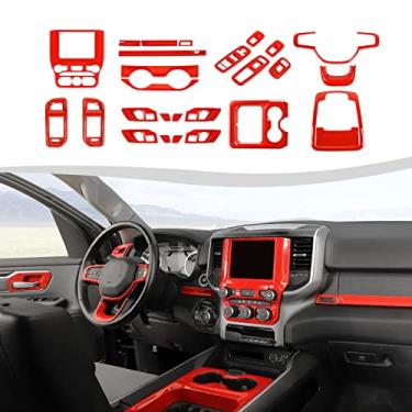 Imagem de SQQP 27 peças de capa de kit de acabamento interior compatível com Dodge RAM 1500 2018-2023 4 portas, porta porta painel painel painel luz de leitura lateral guarnição da tampa da tomada lateral
