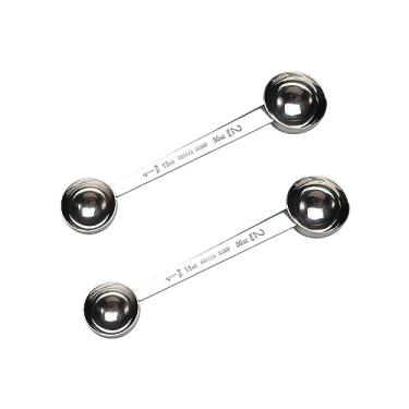 Imagem de ASUNFO Conjunto de 2 colheres medidoras de café, 1 colher de sopa (15 ml) e 2 colheres de sopa (30 ml) de cabo longo, colher de sopa de aço inoxidável 304 para assar café moído