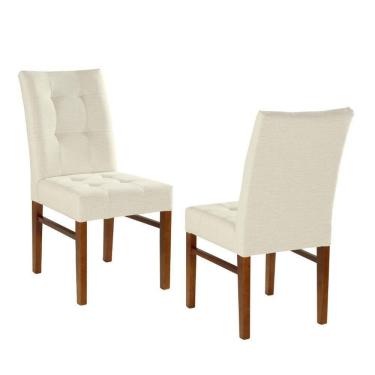 Imagem de Cadeira Omega Cores Neutras Revestida Com Tecido Lindo Para Sala De Jantar Ou Cozinha