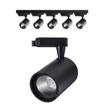 Imagem de Trilho Eletrificado 1m + 5 Spot Led 20w 3000k Bivolt Preto