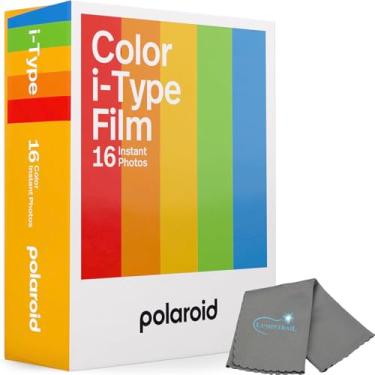 Imagem de Polaroid Película colorida instantânea para câmeras i-Type, pacote com 2, pacote com 16 fotos instantâneas com um pano de limpeza