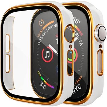 Imagem de Capa protetora de tela de vidro temperado compatível com Apple Watch Case 41mm Series 7, capa protetora geral resistente a arranhões para mulheres, homens e crianças, acessórios iWatch branco, pacote