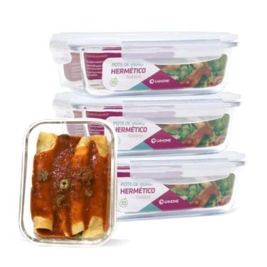 Imagem de Conjunto 4 Potes Vidro Hermético Mantimento Marmita 1040ml - U4home, B