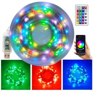 Imagem de Fita RGBW Multicolorida 100 LEDs USB 5v Controle Remoto E Bluetooth po