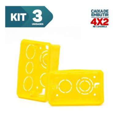 Imagem de Kit 3x Caixinha De Luz Plástica 4x2 Caixa De Embutir - Tramontina