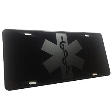 Imagem de CustoMonsterDesigns Placa de alumínio resistente Tactical EMT MFR Medic EMS Star of Life preta