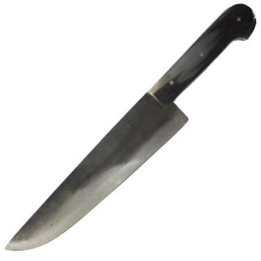 Imagem de Faca Tradicional Churrasco Aço Carbono 10pol Cabo Chifre Preto - RODEI