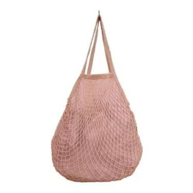 Imagem de Bolsa Alça Macramê Forro Sacola Rede Praia Compra Passeio - NEO, Rosa