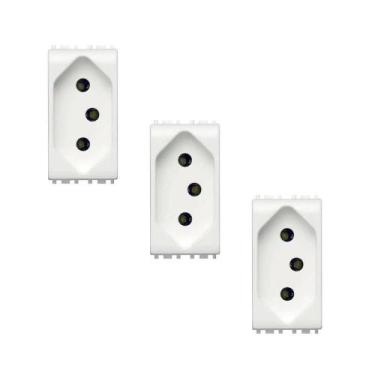 Imagem de Kit 3 Módulo Tomada 2P+T 10A 250V Pb Thesi Bticino Branco M4165S