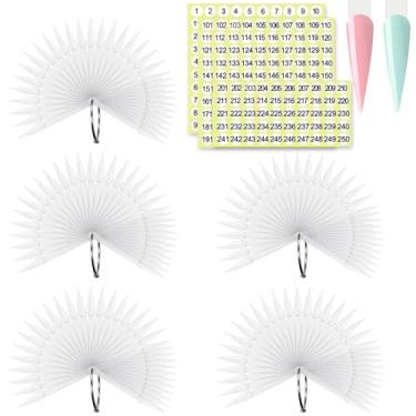 Imagem de SIUSIO 250 peças de palitos de estilete para unhas com anel dividido de metal e pontas numeradas – Exibição transparente em forma de leque para prática de esmalte de unhas