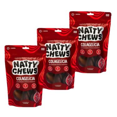 Imagem de Kit 3 Embalagens Mordedor Natural Colágeno Bovino Trançado Colagelícia Natty Chews Para Cães - Auxilia na Saúde das Articulações, Pele e Pelos - 6un