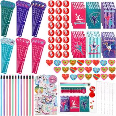 Imagem de Fulmoon 194 peças de mini blocos de notas, lápis fofos, marcadores engraçados, réguas, apontadores, borrachas, adesivos, sacos de plástico para lembrancinhas de festa, presentes (ginástica)