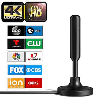 Imagem de Antena de TV, antena de TV digital interna HDTV mais nova de 2023 a 500 km de alcance com amplificador de sinal amplificador 4K HD canais locais gratuitos suporta todas as televisões - cabo coaxial de