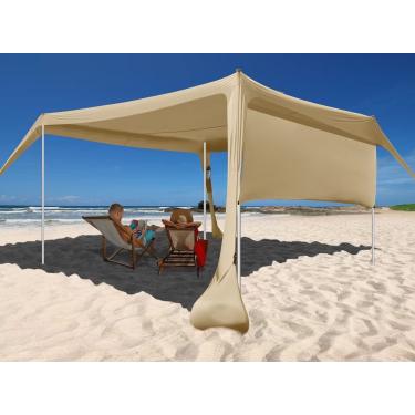 Imagem de easierhike Guarda-sol de praia com design à prova de vento, abrigo solar UPF50+, âncoras de barraca de dossel familiar portátil 35 x 3 m, 4 polos, abrigos ao ar livre para praia, quintal e piqueniques