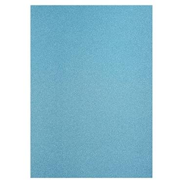Imagem de Hysiwen 20 folhas de cartolina com glitter azul celeste, 250 g/m²/41,6 kg, papel brilhante A4 para fazer cartões, convites, artesanato em papel, decoração de festa