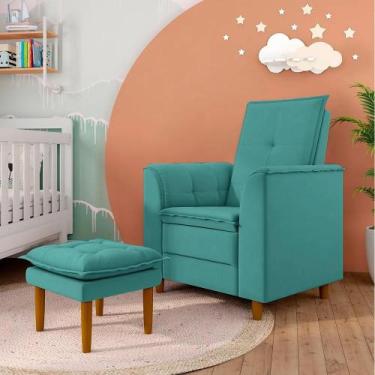 Imagem de Poltrona do Papai/Vovô/Mamãe Sala de Estar Kate Pés Palito Suede Azul 